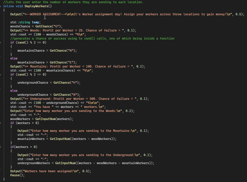 Worker Assignment Code Snippet