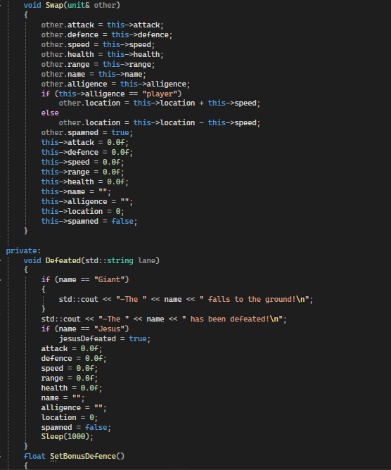 Unit Class Swap Code Snippet