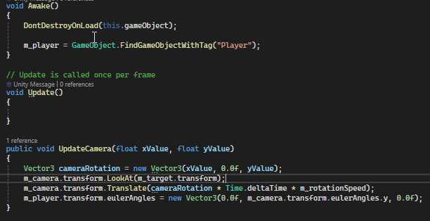 Camera Control Code Snippet