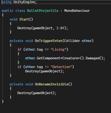 Bullet Projectile Code Snippet
