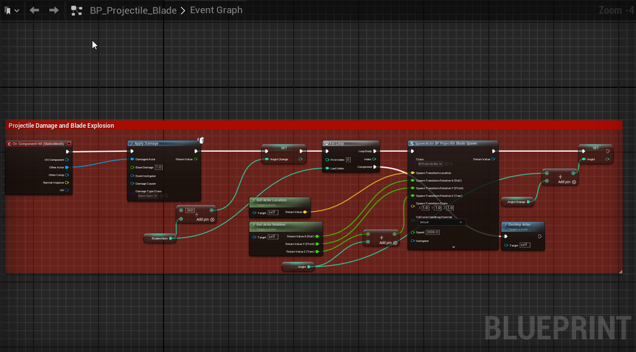 Blade Projectile Blueprint Snippet