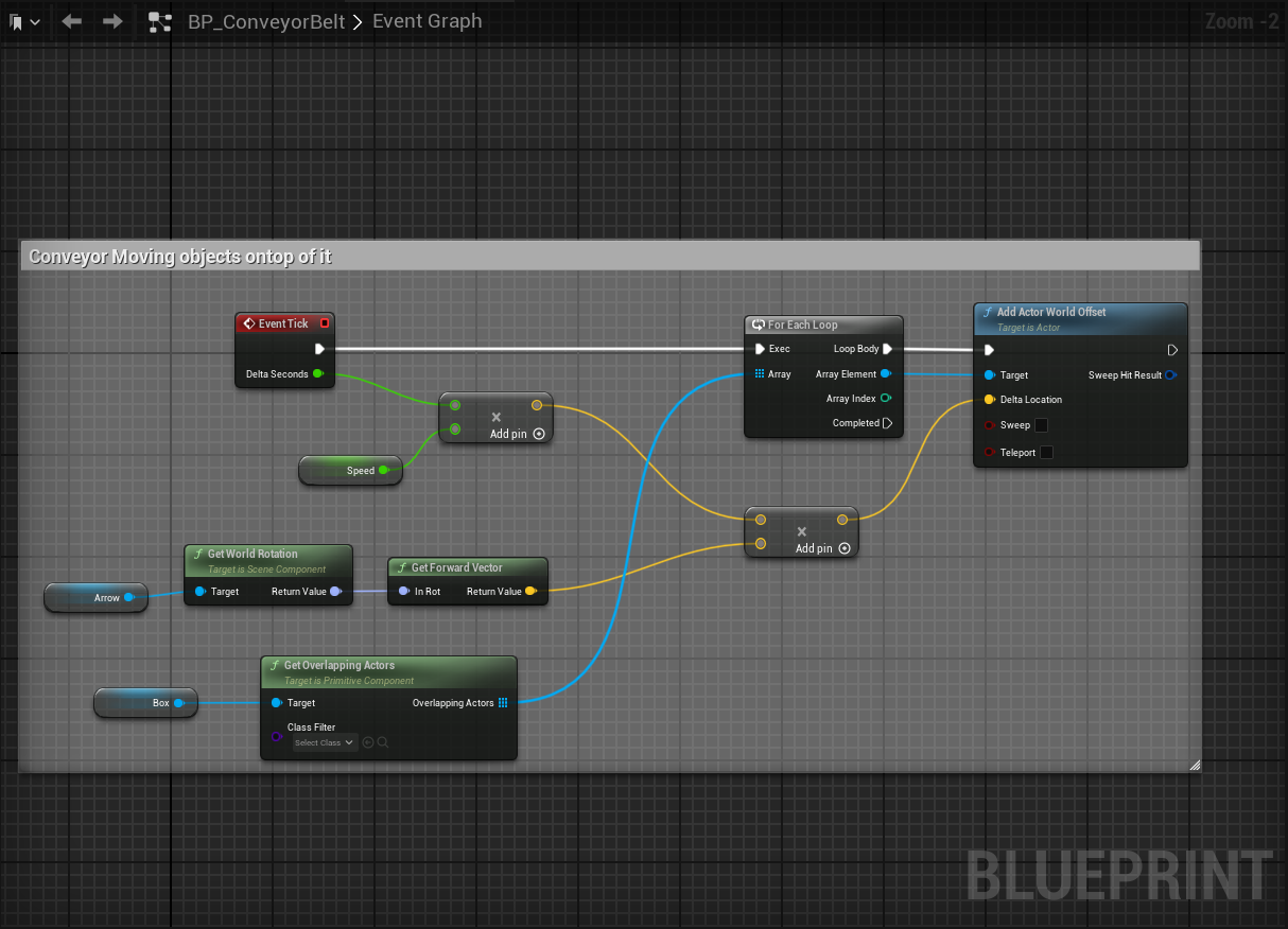 Conveyor Movement Blueprint Snippet