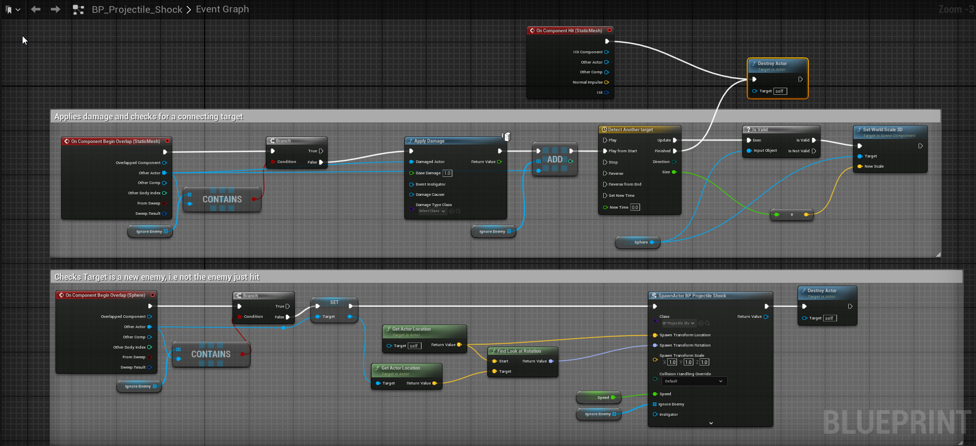 Electricity Projectile Blueprint Snippet