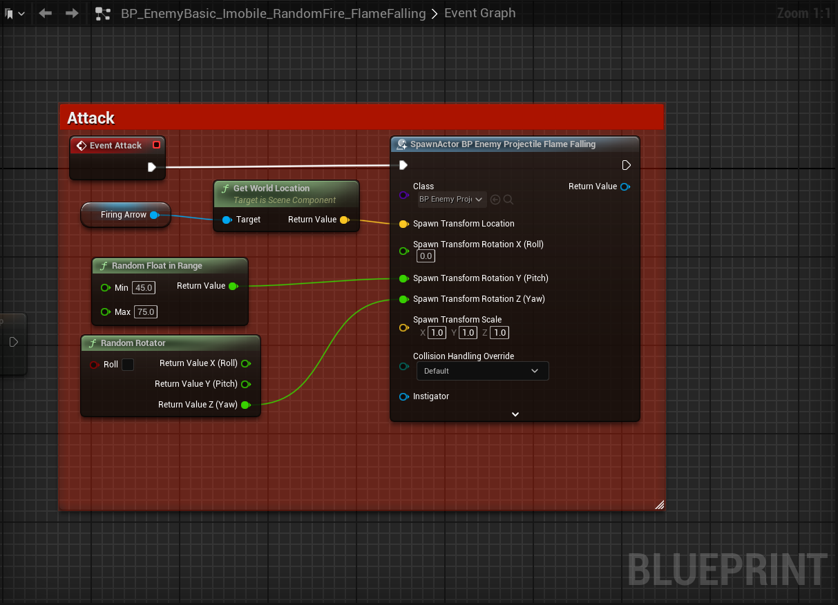 Enemy Falling Flame Blueprint Snippet