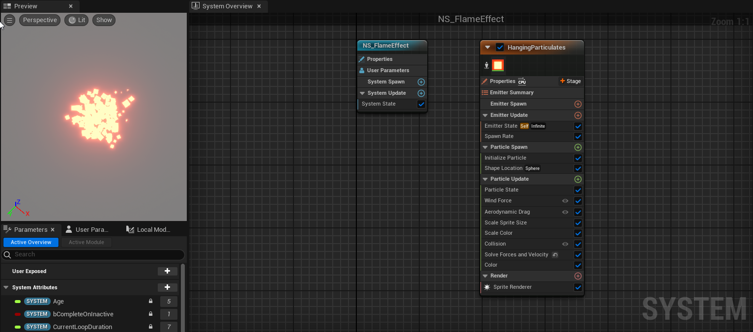 Flamethrower effect Blueprint Snippet