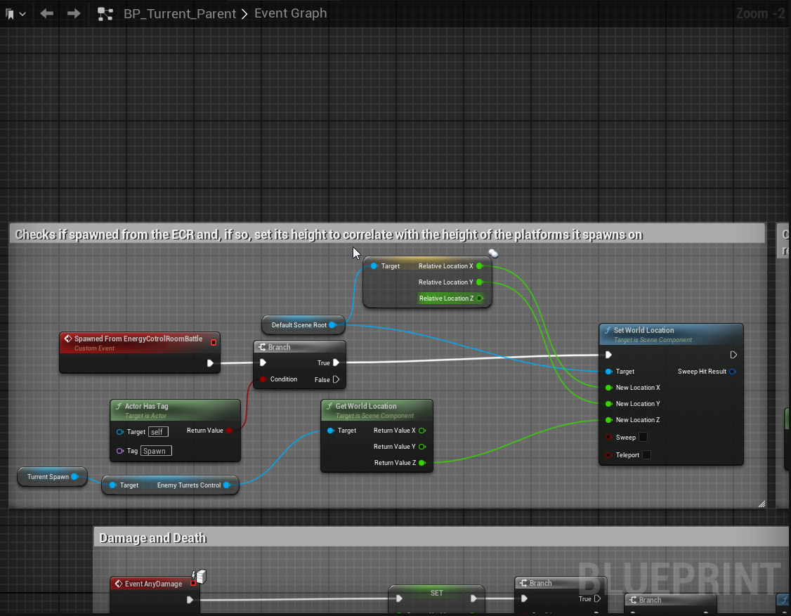 Turret Height Setting Blueprint Snippet