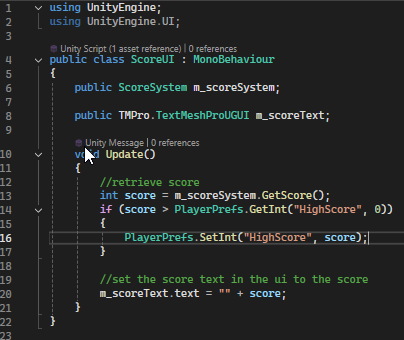 High Score Code Snippet